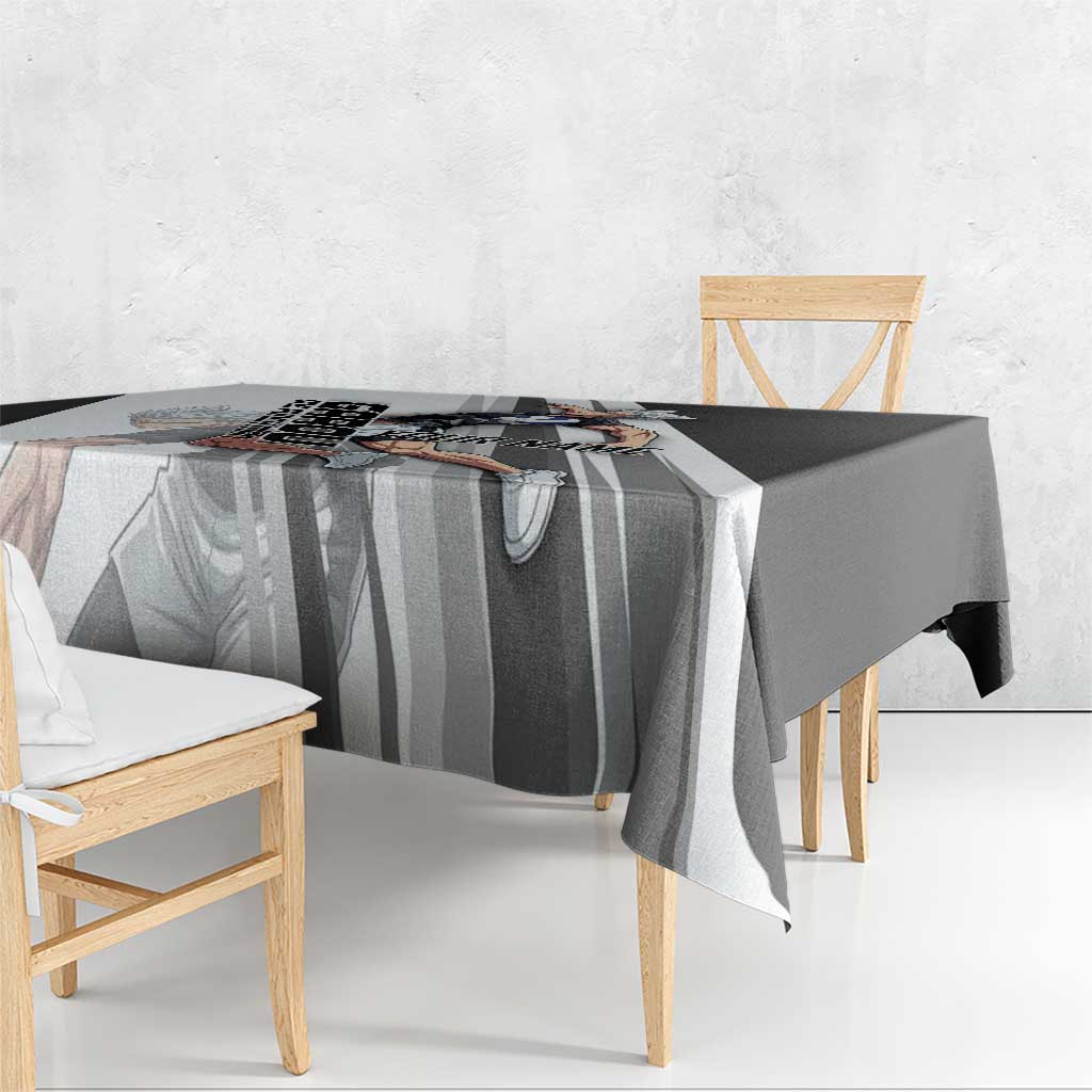 Personalized Garou Volleyball Action Design Tablecloth with Monochrome Stripes and Dynamic Pose