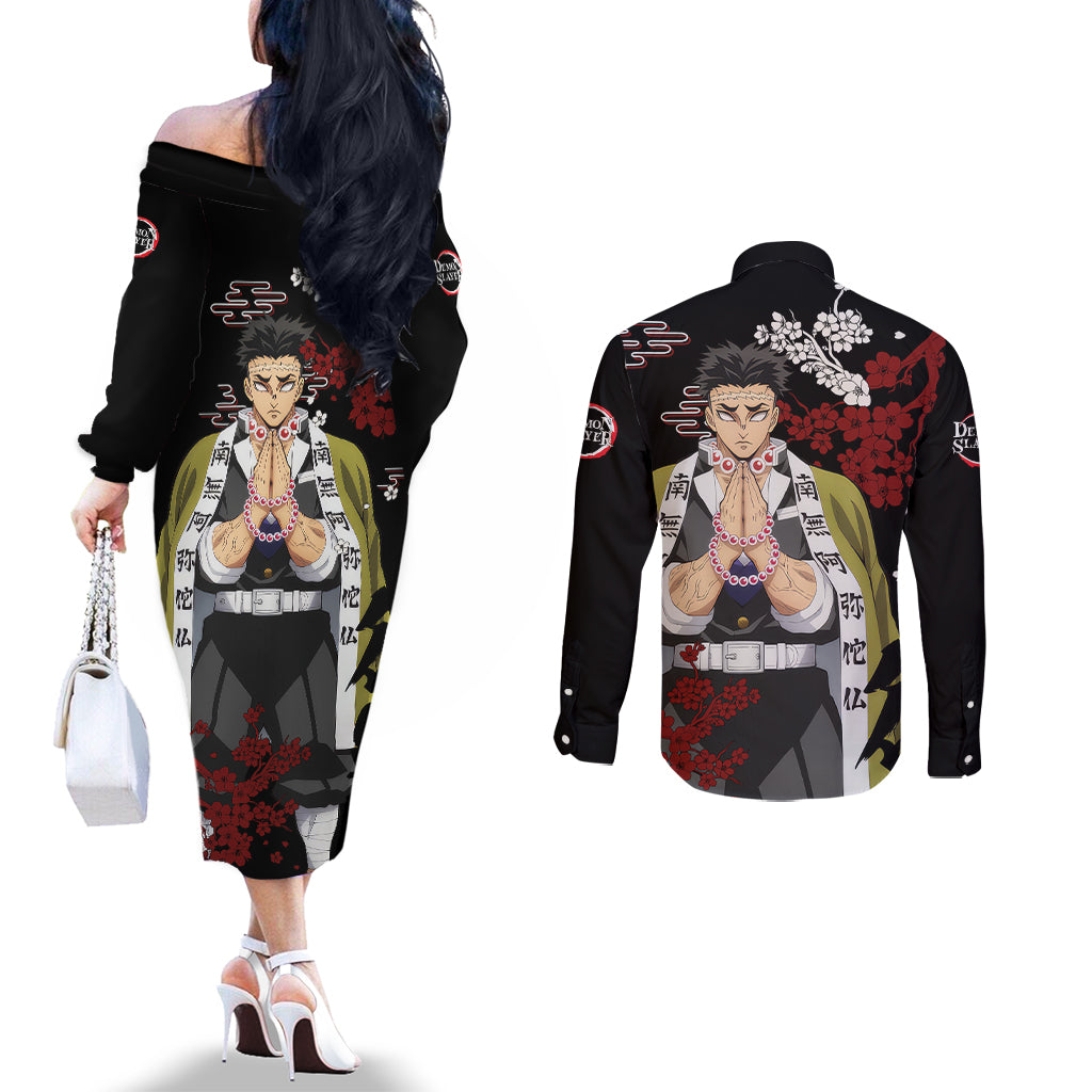 Gyomei Himejima - Japan Style Couples Matching Off The Shoulder Long Sleeve Dress and Long Sleeve Button Shirt
