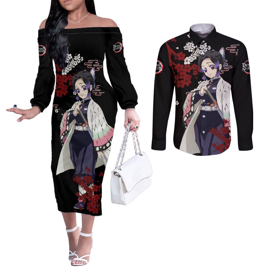 Shinobu Kocho - Japan Style Couples Matching Off The Shoulder Long Sleeve Dress and Long Sleeve Button Shirt