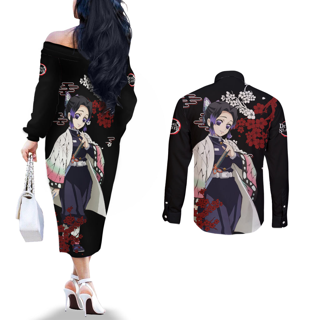 Shinobu Kocho - Japan Style Couples Matching Off The Shoulder Long Sleeve Dress and Long Sleeve Button Shirt