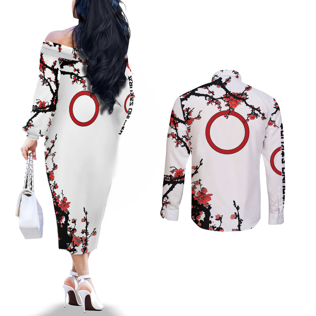 Haruno Sakura - Japan Style Anime Couples Matching Off The Shoulder Long Sleeve Dress and Long Sleeve Button Shirt
