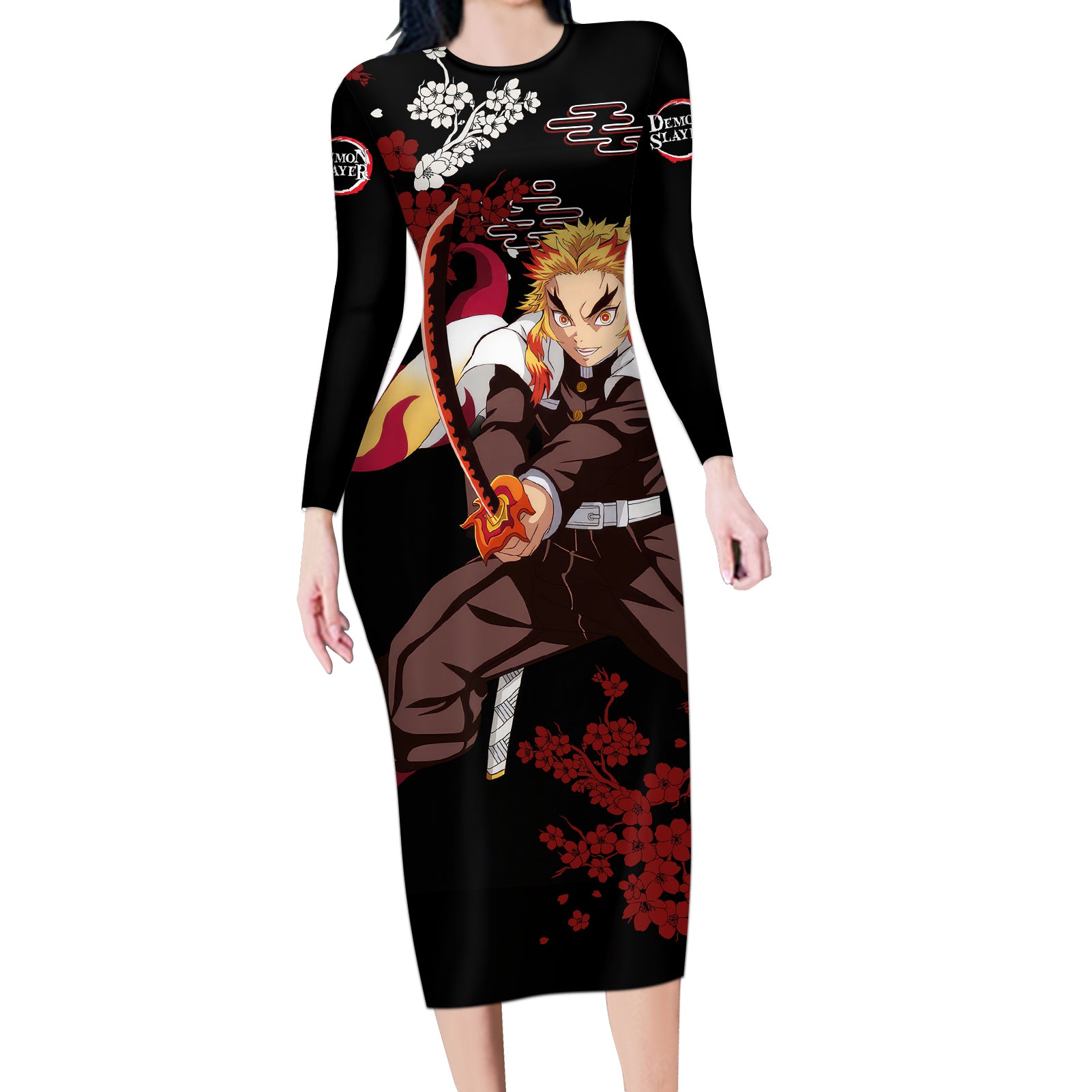Kyojuro Rengoku - Japan Style Long Sleeve Bodycon Dress