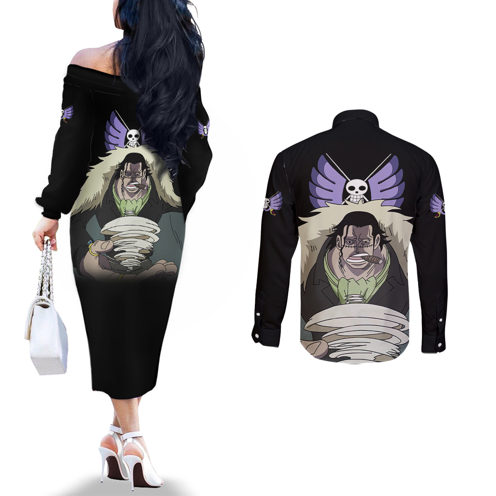 Crocodile - One Piece Couples Matching Off The Shoulder Long Sleeve Dress and Long Sleeve Button Shirt