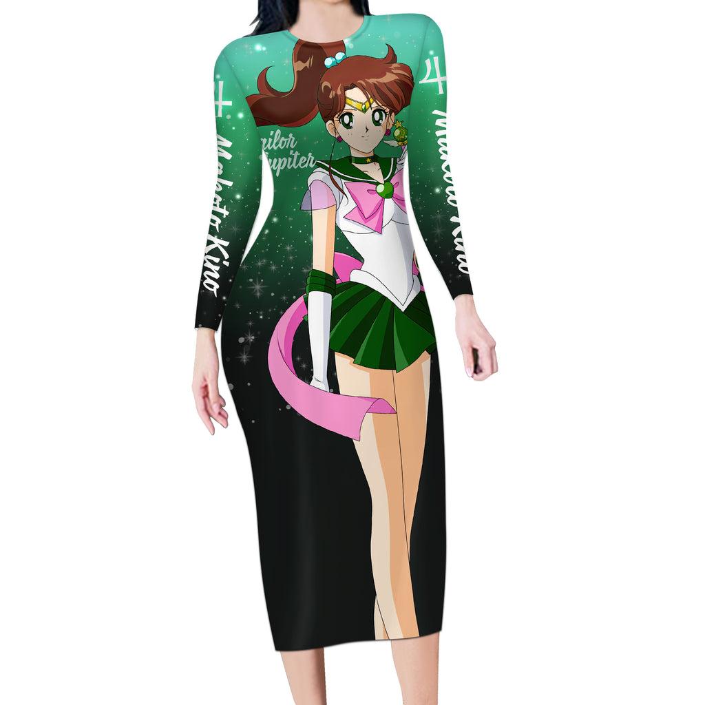 Sailor Jupiter Makoto Kino Long Sleeve Bodycon Dress