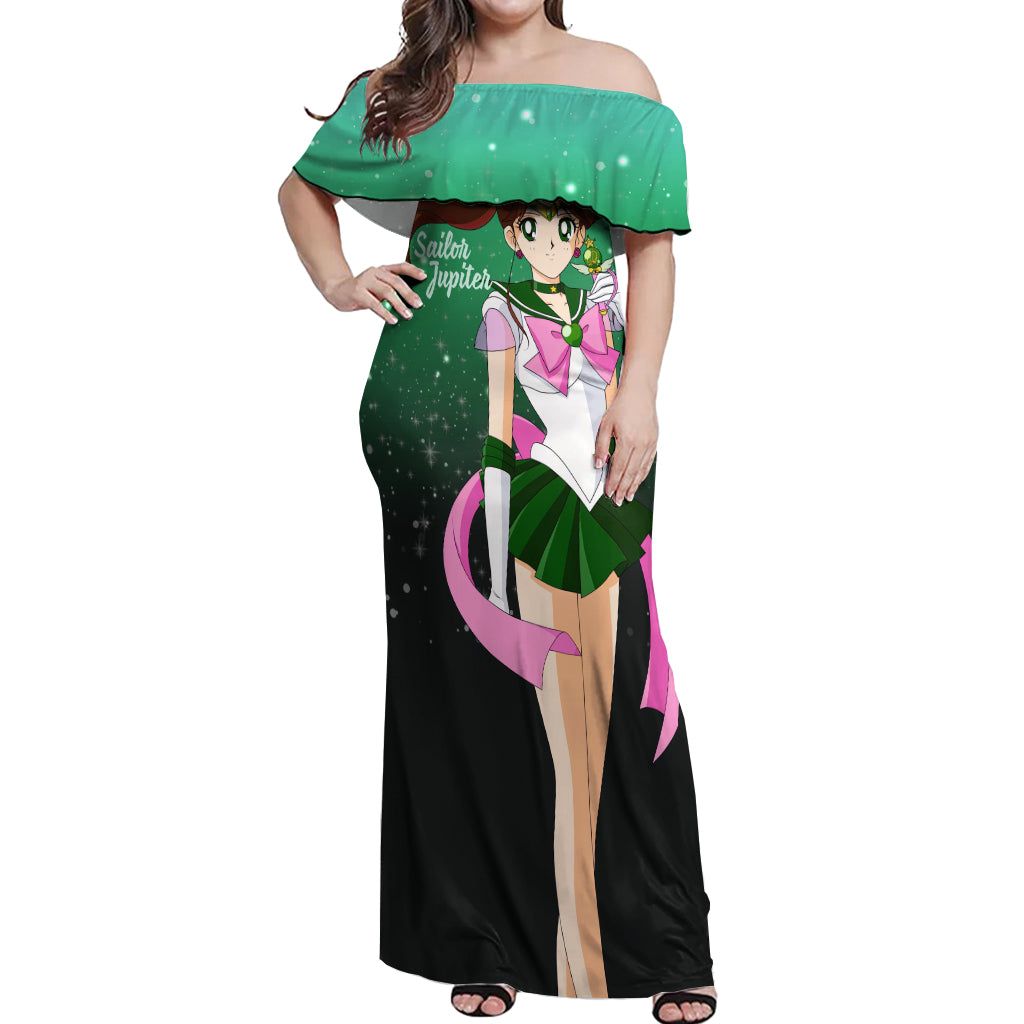 Sailor Jupiter Makoto Kino Off Shoulder Maxi Dress