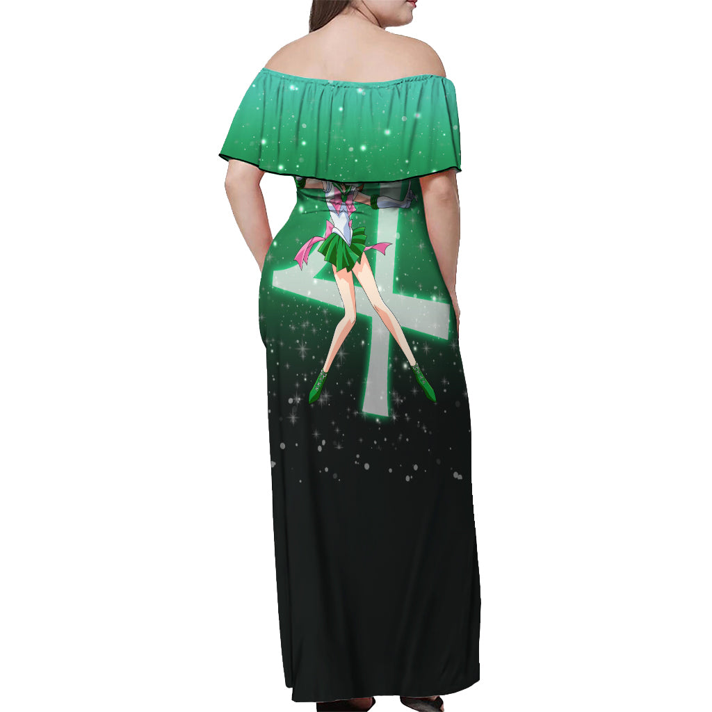 Sailor Jupiter Makoto Kino Off Shoulder Maxi Dress
