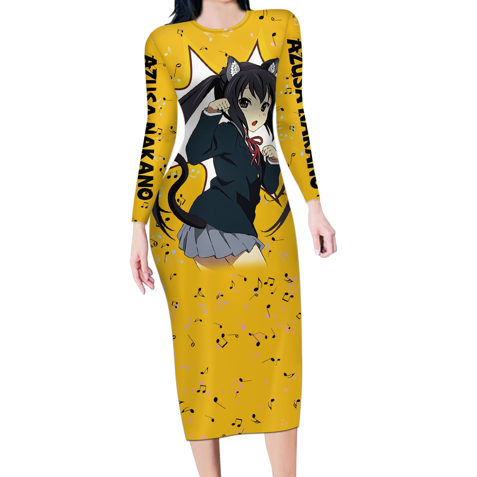 K-On - Azusa Nakano Anime Long Sleeve Bodycon Dress