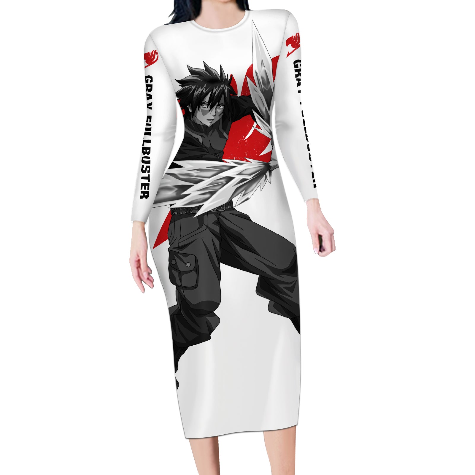 Gray Fullbuster - Silhouette Anime Long Sleeve Bodycon Dress