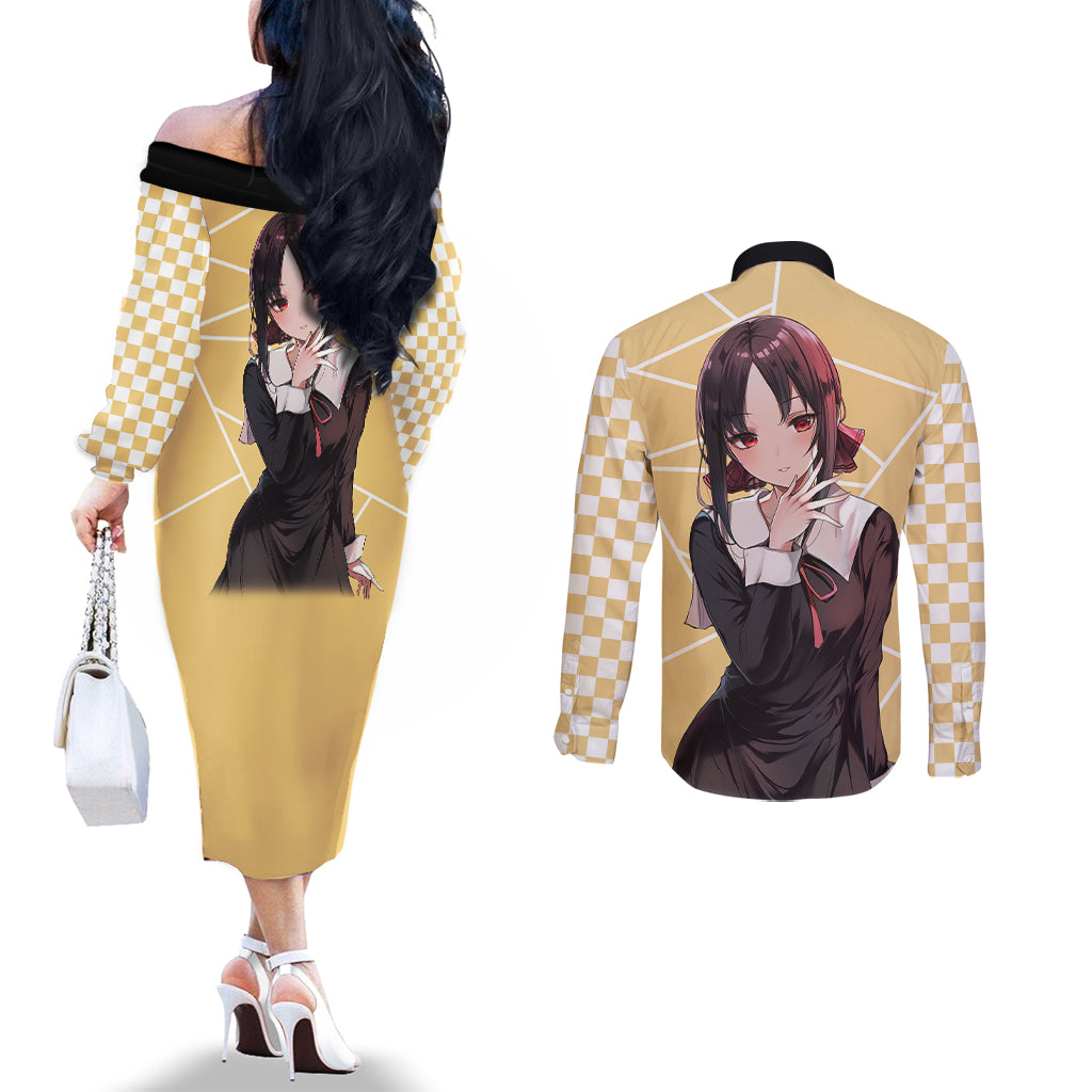Love Is War Kaguya Shinomiya - Kaguya-sama Couples Matching Off The Shoulder Long Sleeve Dress and Long Sleeve Button Shirt