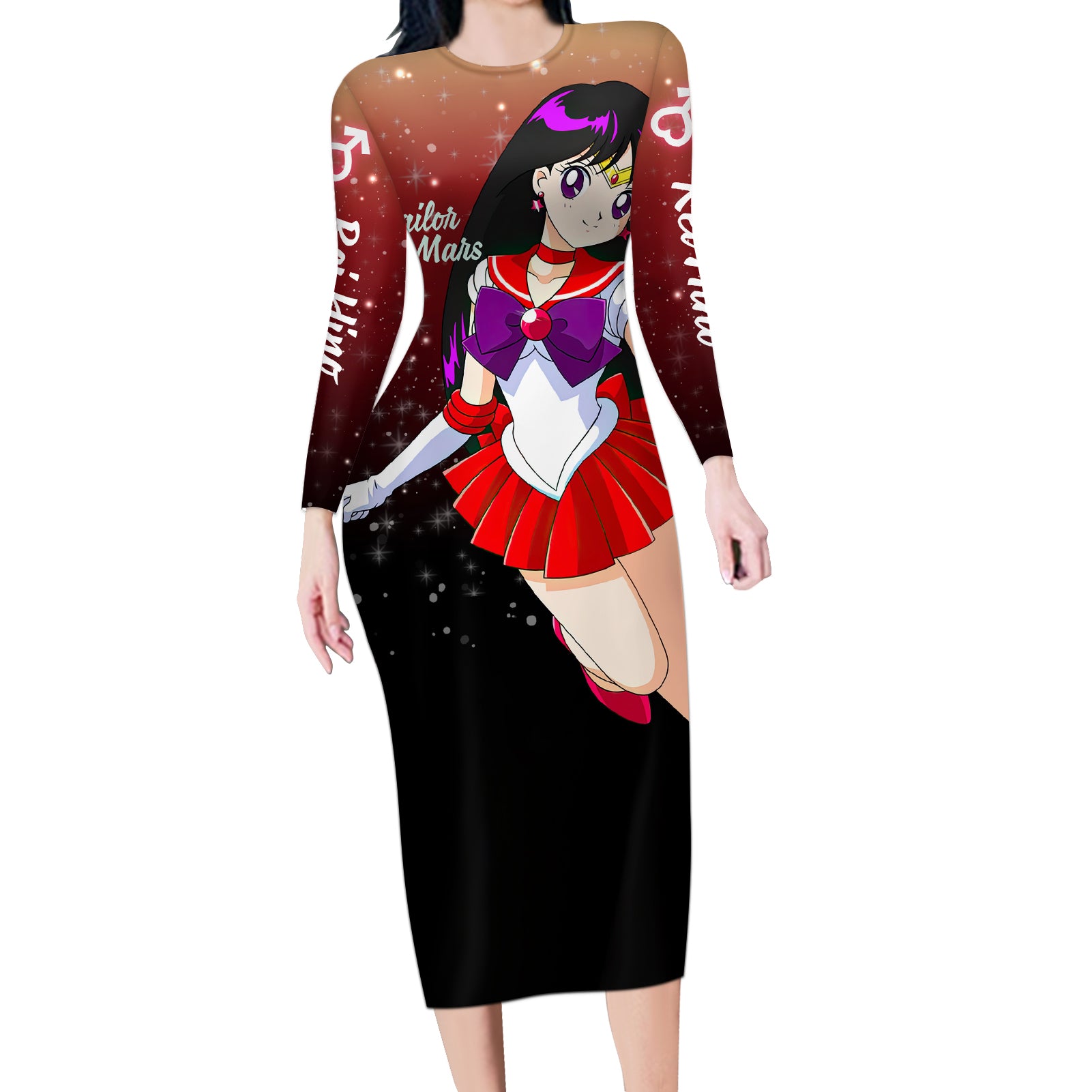 Sailor Mars Rei Hino Long Sleeve Bodycon Dress