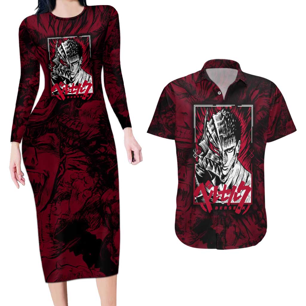 Guts Metal - Bererk Couples Matching Long Sleeve Bodycon Dress and Hawaiian Shirt Anime Style - The Mazicc