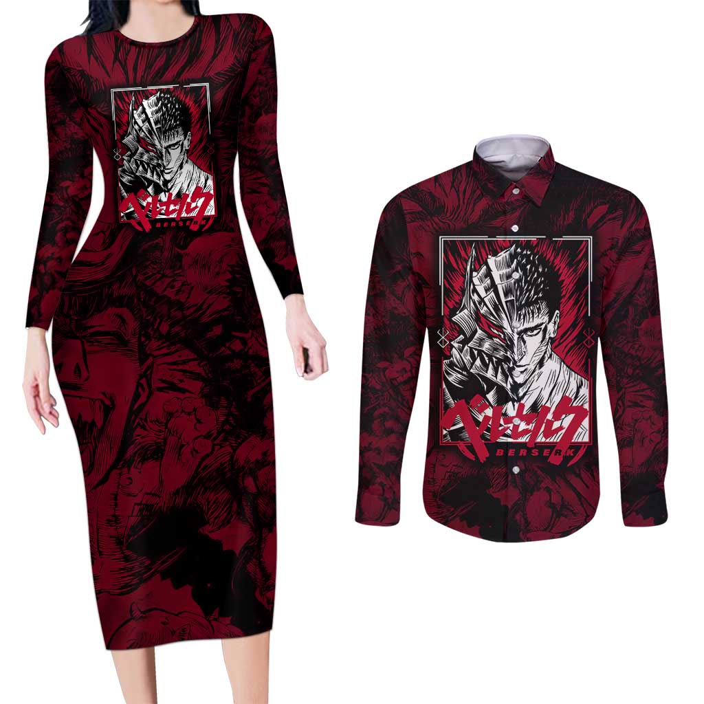 Guts Metal - Bererk Couples Matching Long Sleeve Bodycon Dress and Long Sleeve Button Shirt Anime Style - The Mazicc
