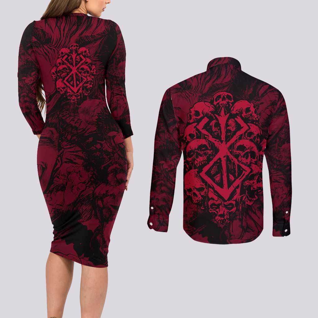 Guts Metal - Bererk Couples Matching Long Sleeve Bodycon Dress and Long Sleeve Button Shirt Anime Style - The Mazicc