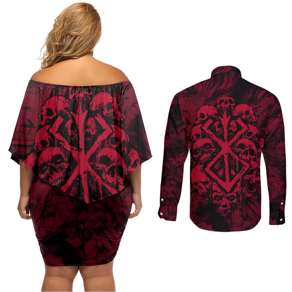 Guts Metal - Bererk Couples Matching Off Shoulder Short Dress and Long Sleeve Button Shirt Anime Style - The Mazicc