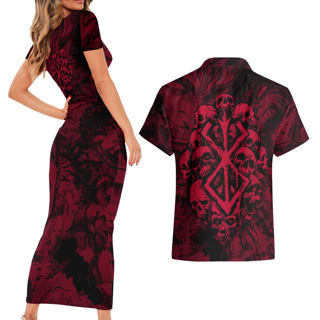 Guts Metal - Bererk Couples Matching Short Sleeve Bodycon Dress and Hawaiian Shirt Anime Style - The Mazicc
