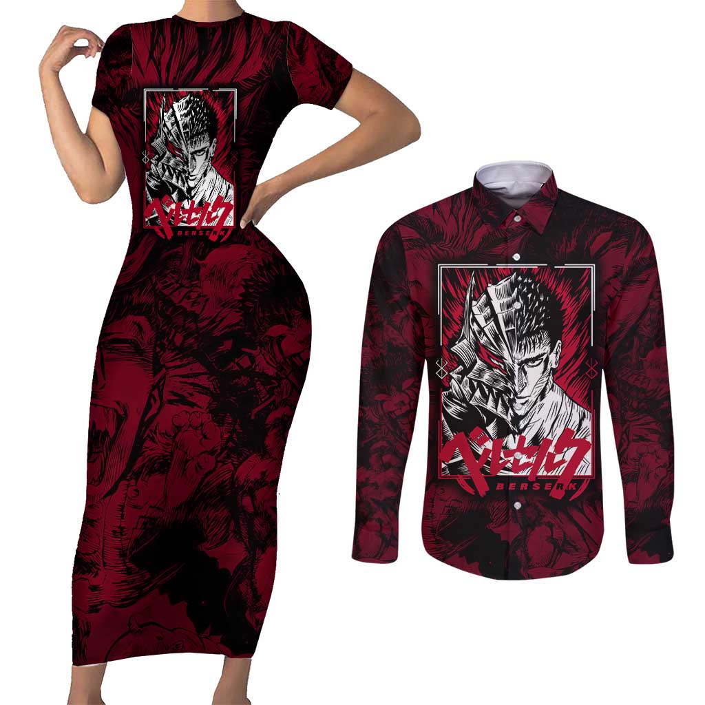 Guts Metal - Bererk Couples Matching Short Sleeve Bodycon Dress and Long Sleeve Button Shirt Anime Style - The Mazicc