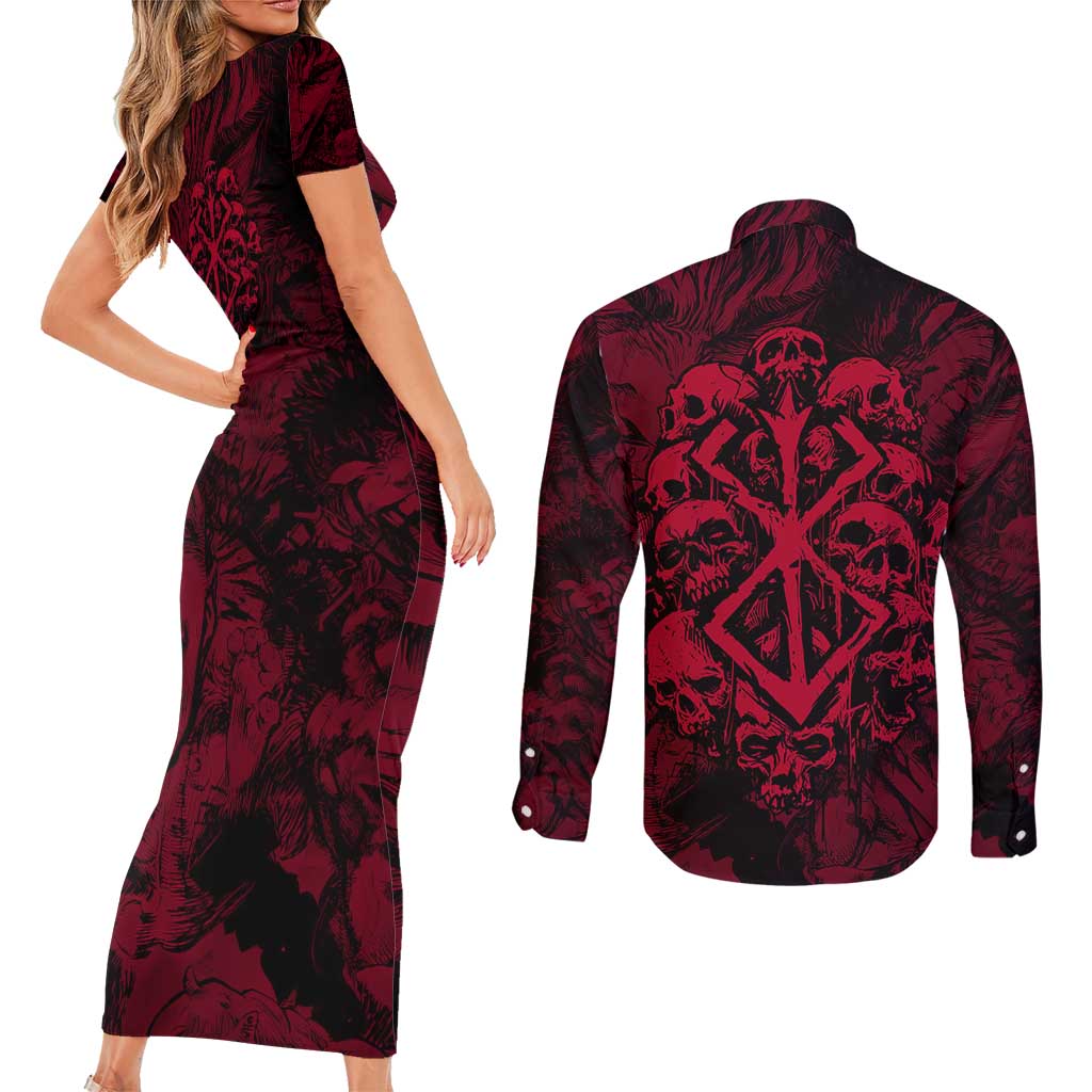 Guts Metal - Bererk Couples Matching Short Sleeve Bodycon Dress and Long Sleeve Button Shirt Anime Style - The Mazicc