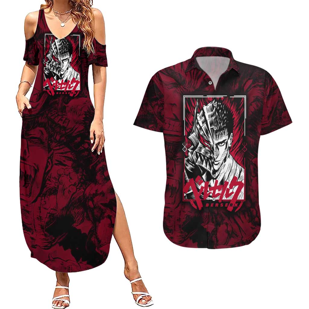 Guts Metal - Bererk Couples Matching Summer Maxi Dress and Hawaiian Shirt Anime Style - The Mazicc