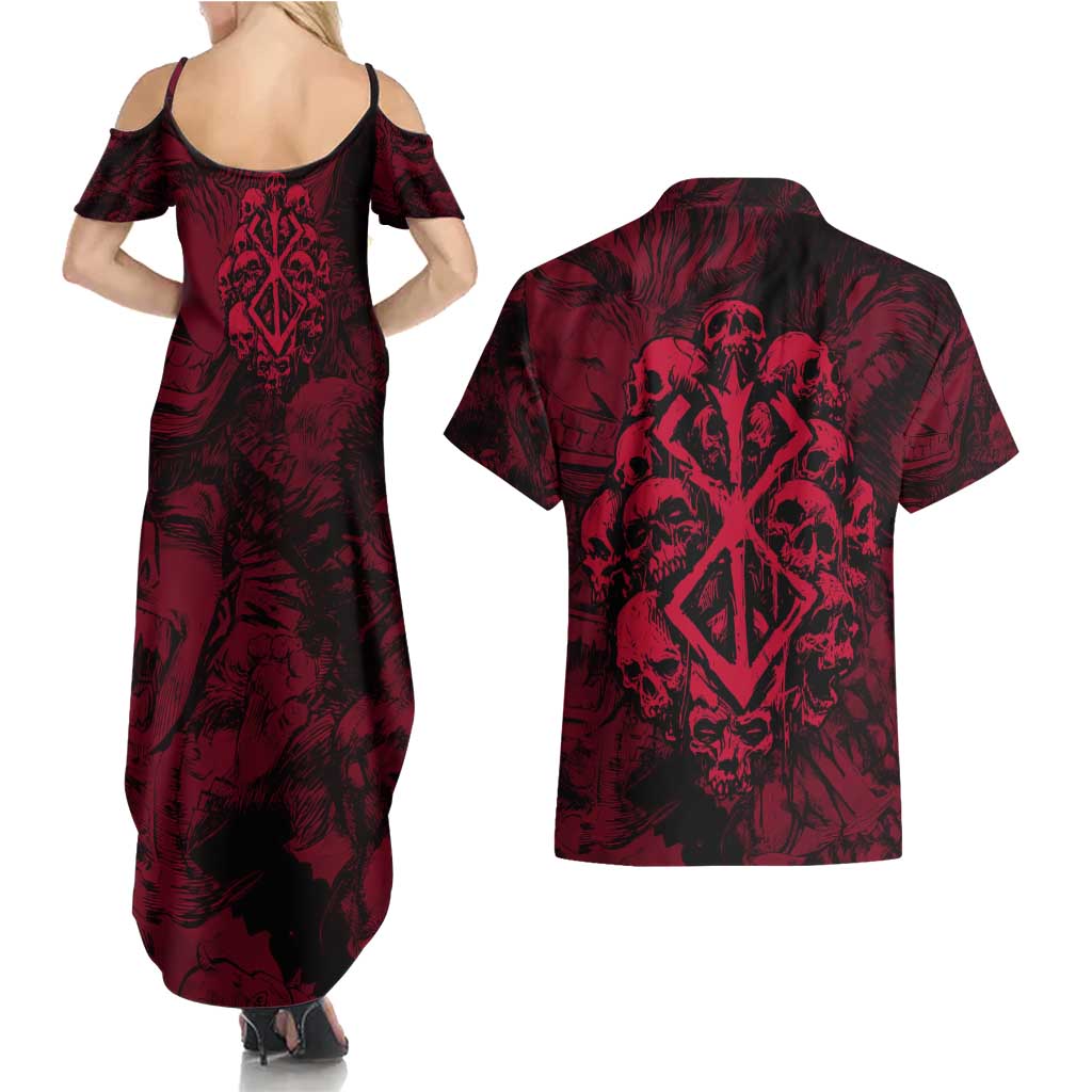 Guts Metal - Bererk Couples Matching Summer Maxi Dress and Hawaiian Shirt Anime Style - The Mazicc