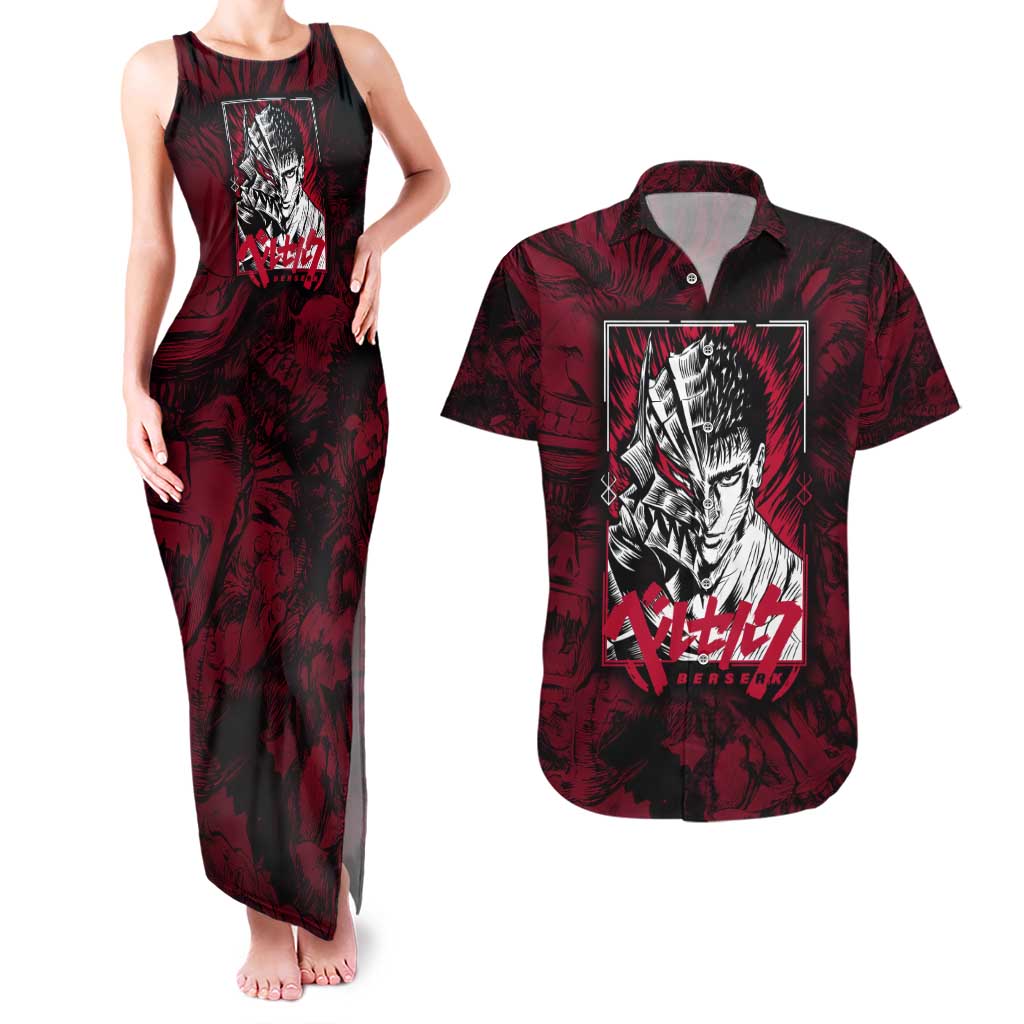 Guts Metal - Bererk Couples Matching Tank Maxi Dress and Hawaiian Shirt Anime Style - The Mazicc