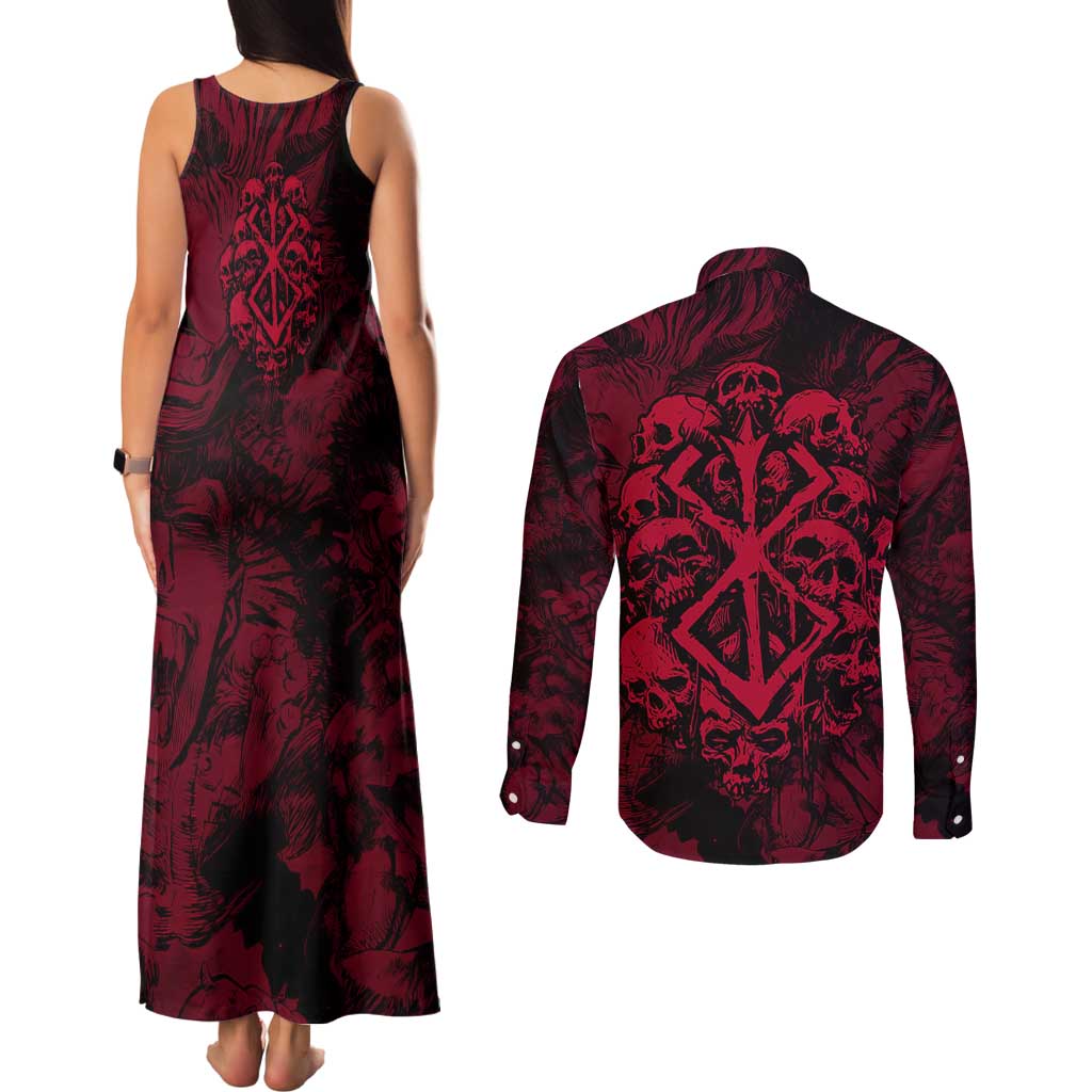 Guts Metal - Bererk Couples Matching Tank Maxi Dress and Long Sleeve Button Shirt Anime Style - The Mazicc