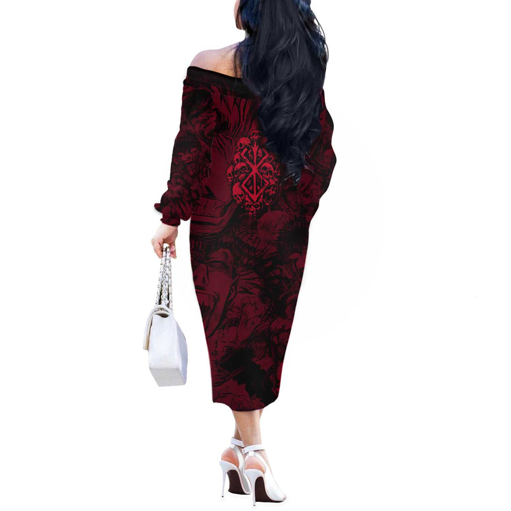 Guts Metal - Bererk Off The Shoulder Long Sleeve Dress Anime Style - The Mazicc