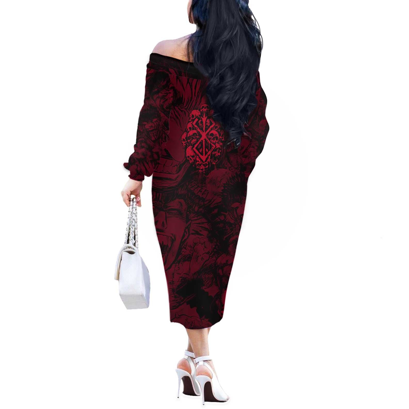 Guts Metal - Bererk Off The Shoulder Long Sleeve Dress Anime Style - The Mazicc