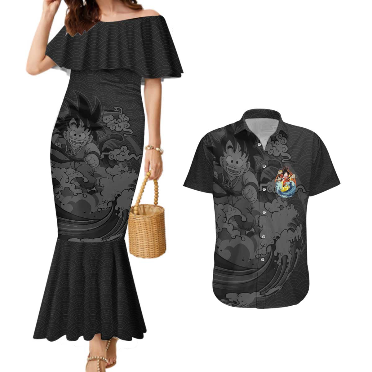 Goku Kid - Dragon Ball Couples Matching Mermaid Dress and Hawaiian Shirt Anime Style - The Mazicc