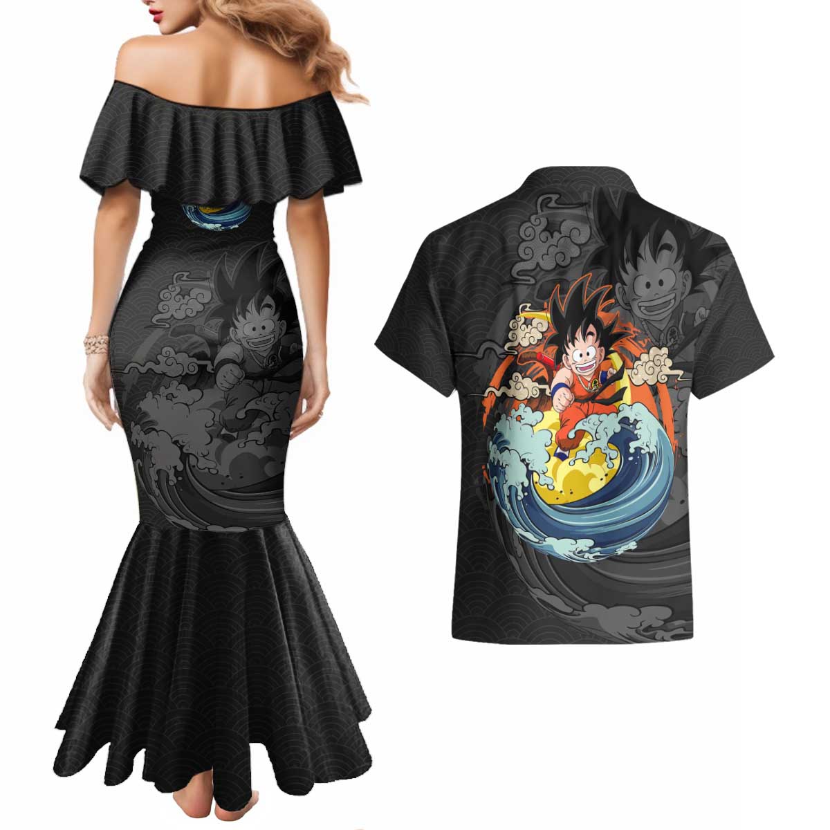 Goku Kid - Dragon Ball Couples Matching Mermaid Dress and Hawaiian Shirt Anime Style - The Mazicc