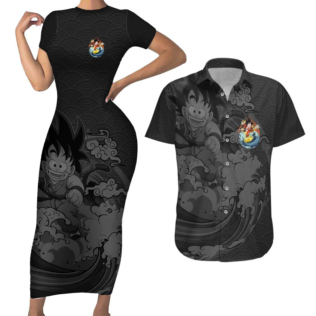 Goku Kid - Dragon Ball Couples Matching Short Sleeve Bodycon Dress and Hawaiian Shirt Anime Style - The Mazicc