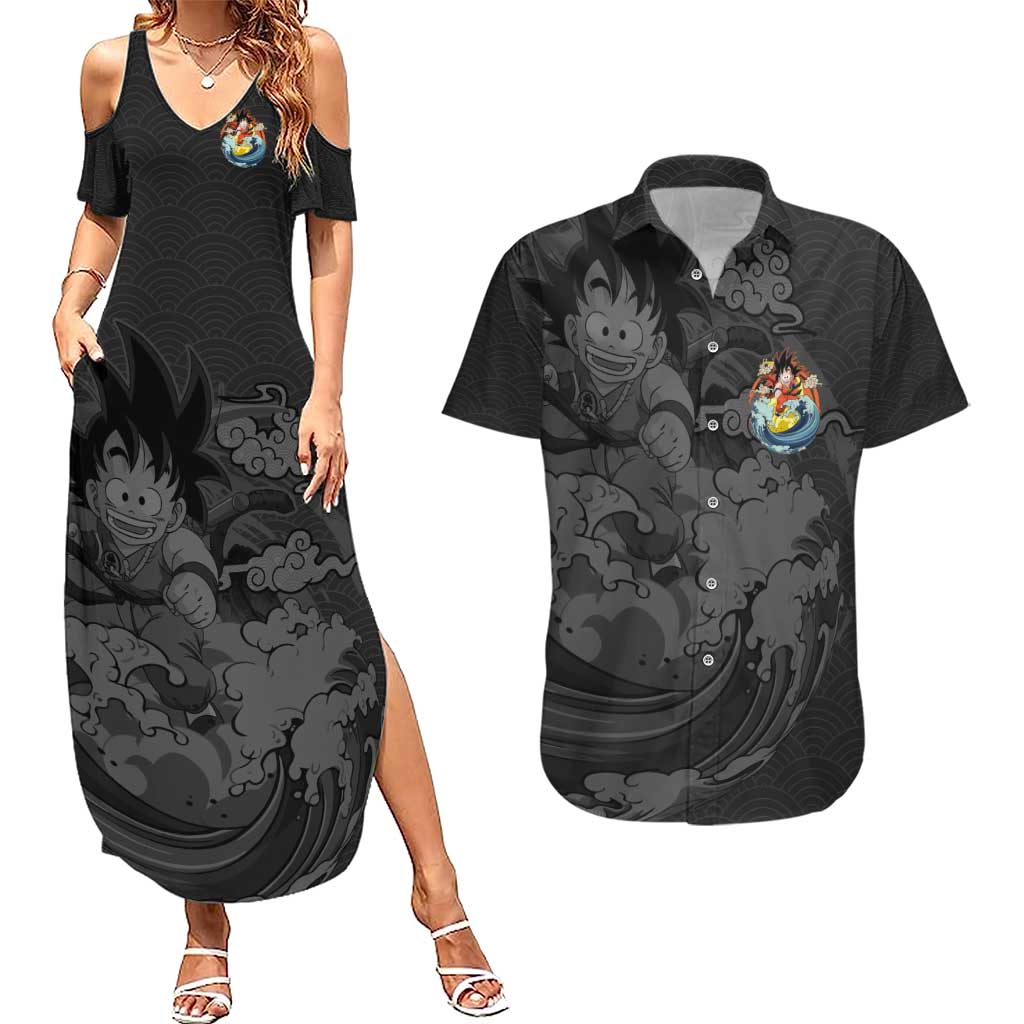 Goku Kid - Dragon Ball Couples Matching Summer Maxi Dress and Hawaiian Shirt Anime Style - The Mazicc