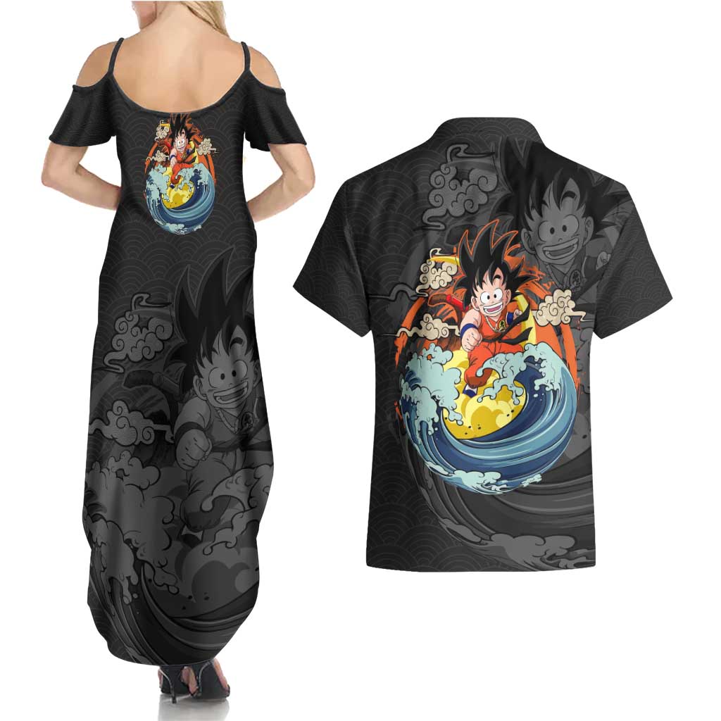 Goku Kid - Dragon Ball Couples Matching Summer Maxi Dress and Hawaiian Shirt Anime Style - The Mazicc