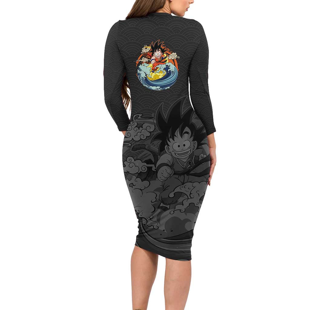 Goku Kid - Dragon Ball Long Sleeve Bodycon Dress Anime Style - The Mazicc