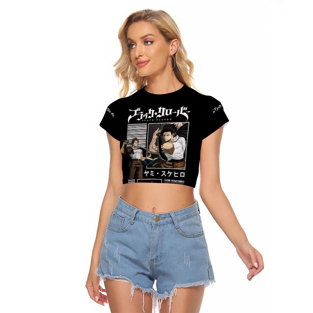 Yami Sukehiro - Black Clover Raglan Cropped T Shirt Anime Style