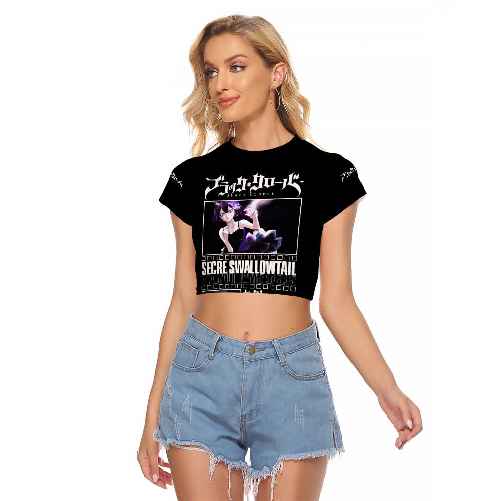 Secre Swallowtail - Black Clover Raglan Cropped T Shirt Anime Style