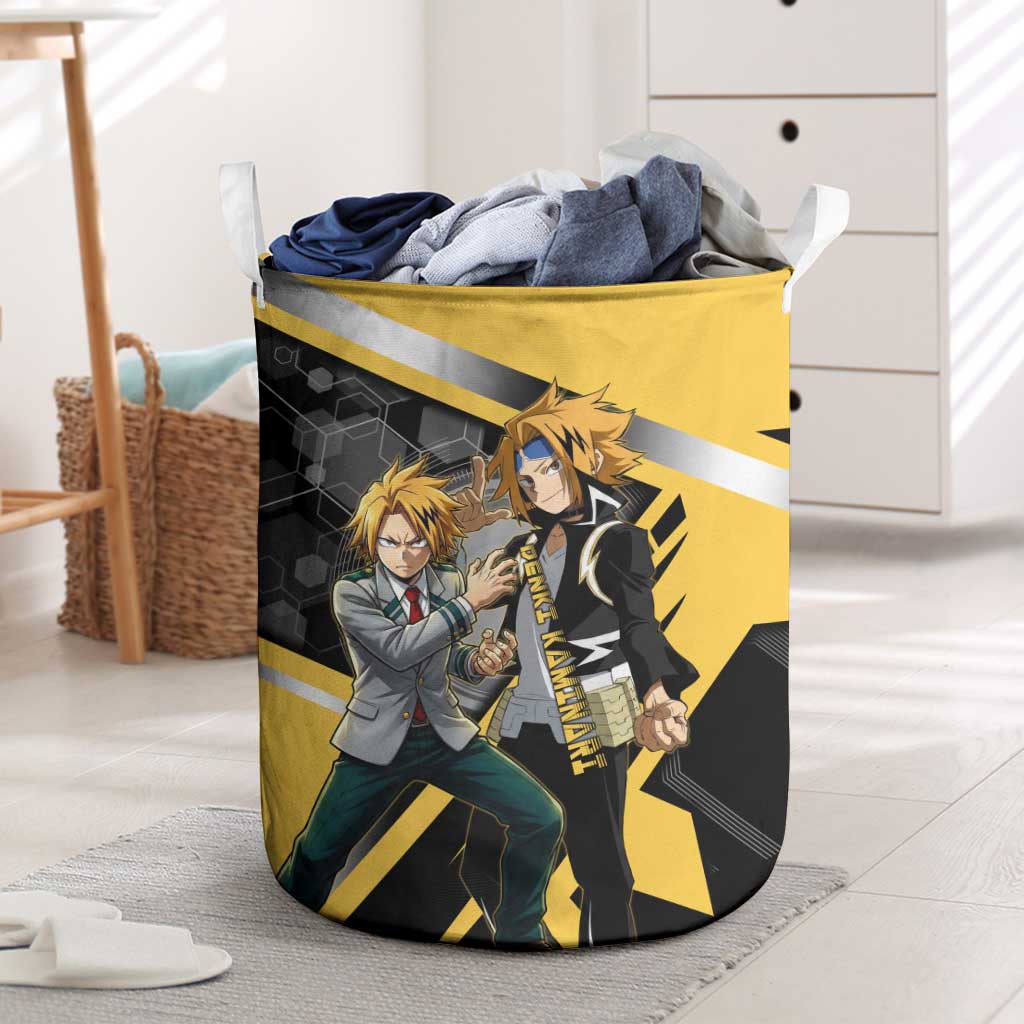 Denki Kaminari Laundry Basket Bold Anime Action Illustration with Electric Lightning Effects