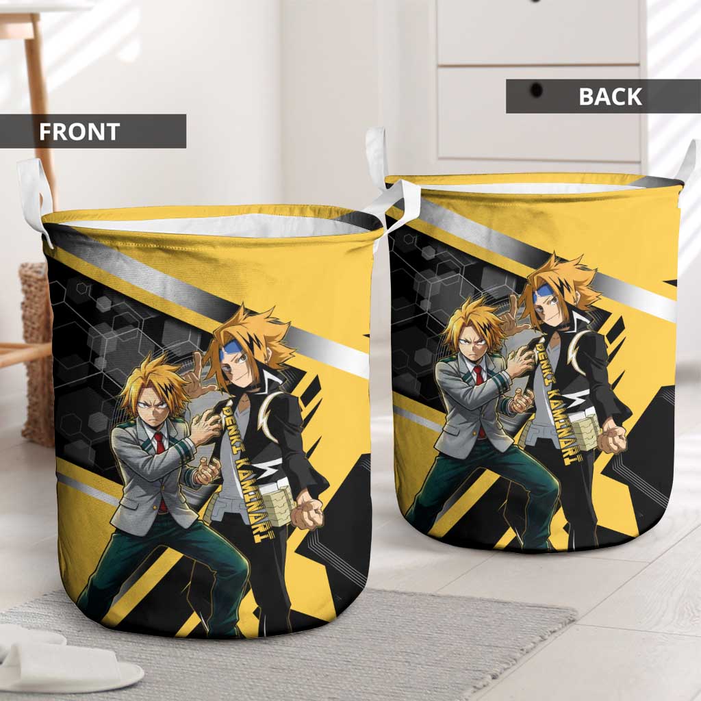 Denki Kaminari Laundry Basket Bold Anime Action Illustration with Electric Lightning Effects