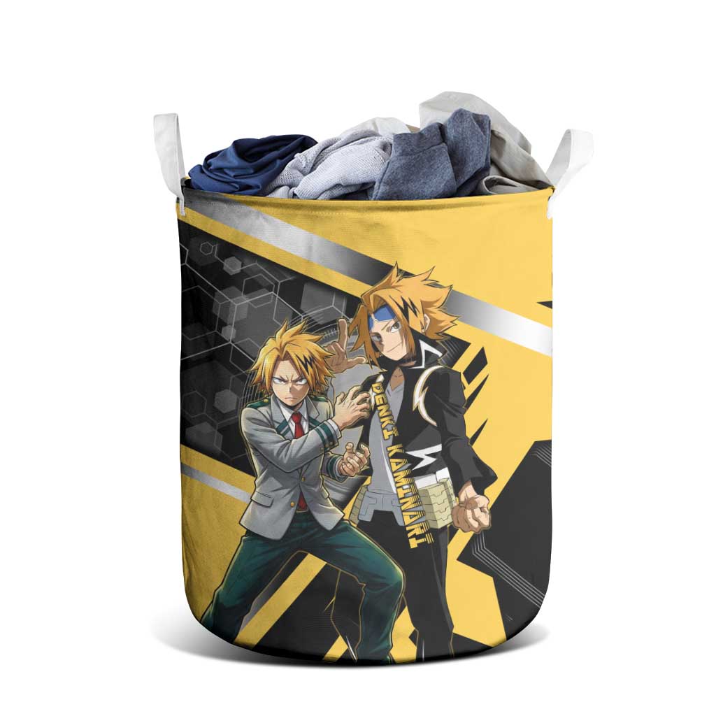 Denki Kaminari Laundry Basket Bold Anime Action Illustration with Electric Lightning Effects