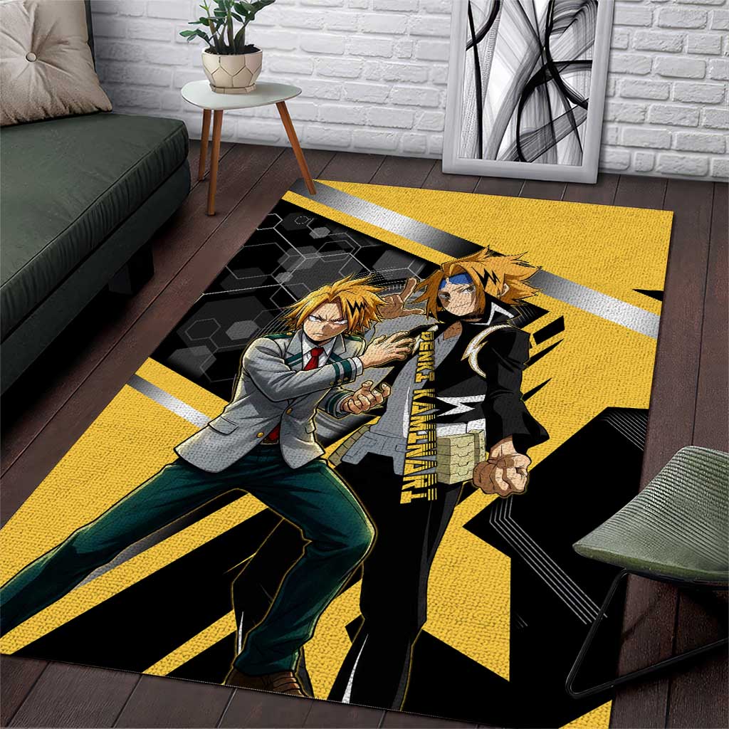Denki Kaminari Area Rug Bold Anime Action Illustration with Electric Lightning Effects