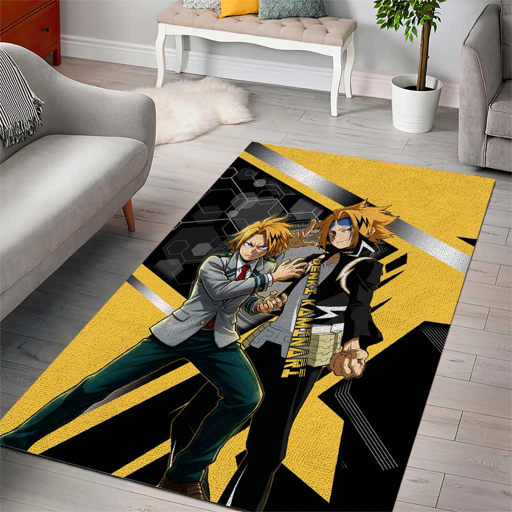 Denki Kaminari Area Rug Bold Anime Action Illustration with Electric Lightning Effects
