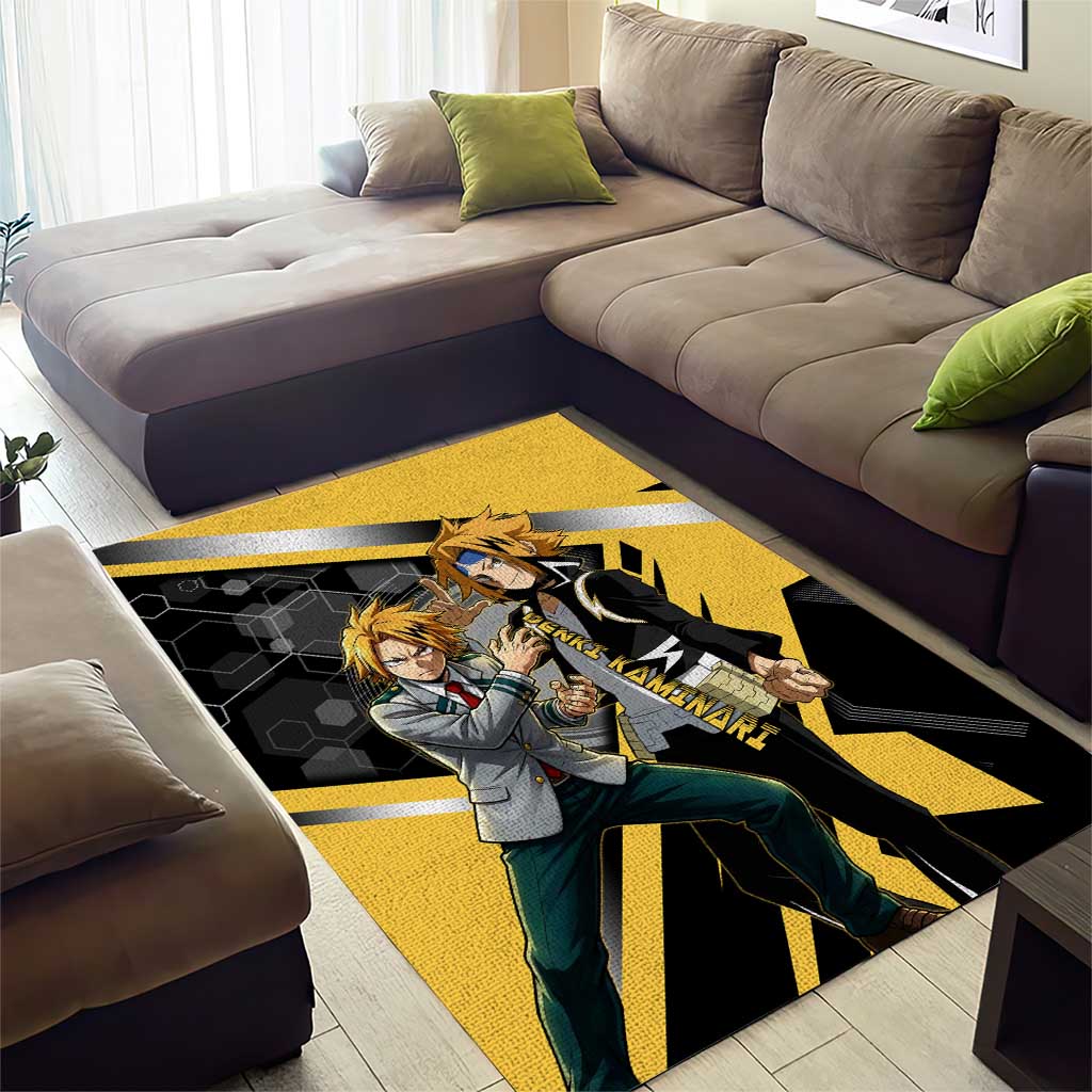 Denki Kaminari Area Rug Bold Anime Action Illustration with Electric Lightning Effects