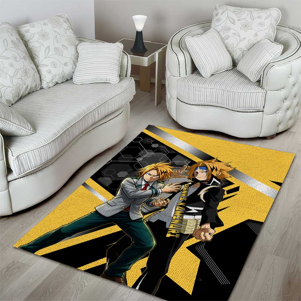 Denki Kaminari Area Rug Bold Anime Action Illustration with Electric Lightning Effects