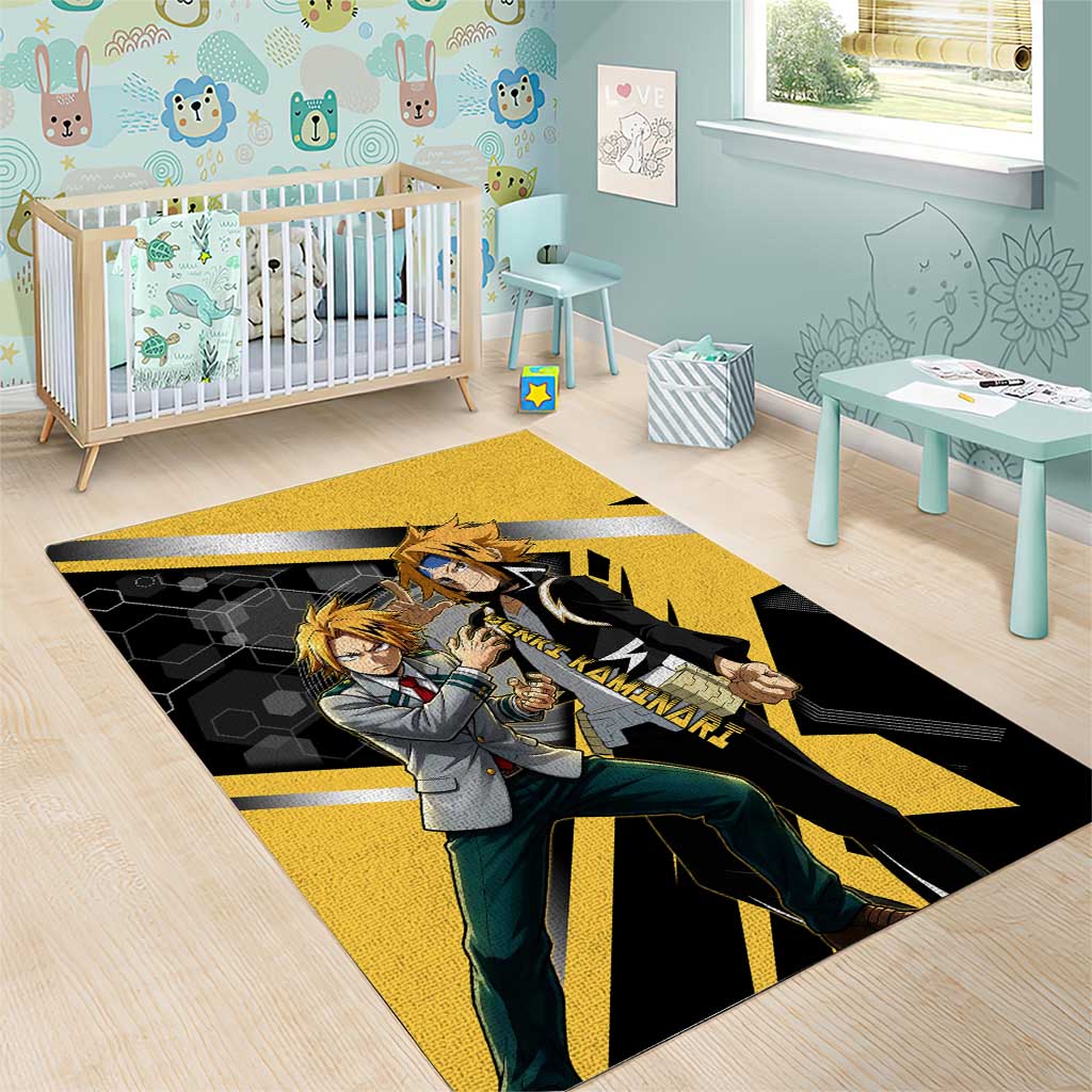 Denki Kaminari Area Rug Bold Anime Action Illustration with Electric Lightning Effects
