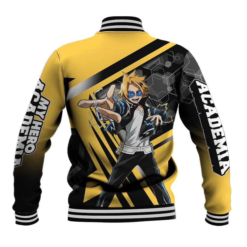 Denki Kaminari Baseball Jacket Bold Anime Action Illustration with Electric Lightning Effects