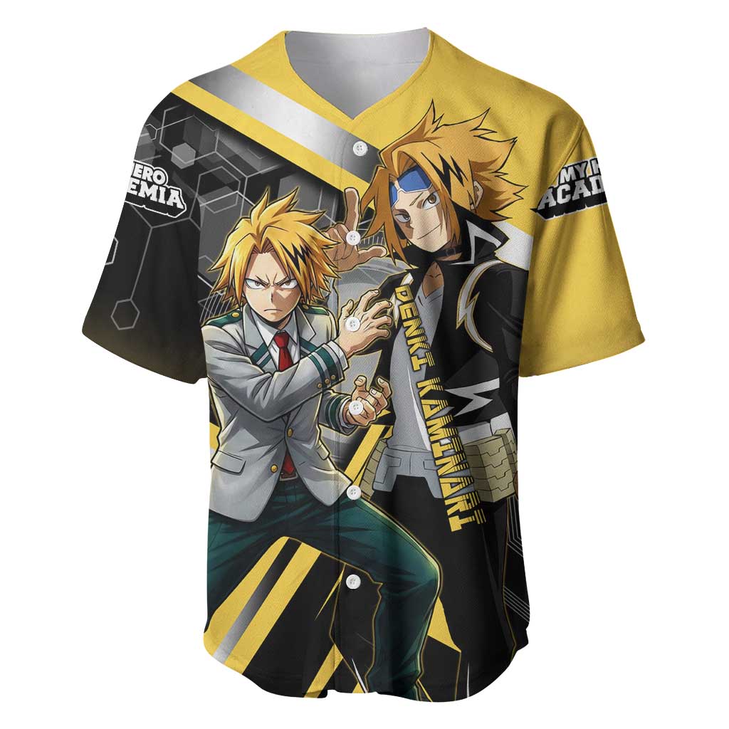 Denki Kaminari Baseball Jersey Bold Anime Action Illustration with Electric Lightning Effects