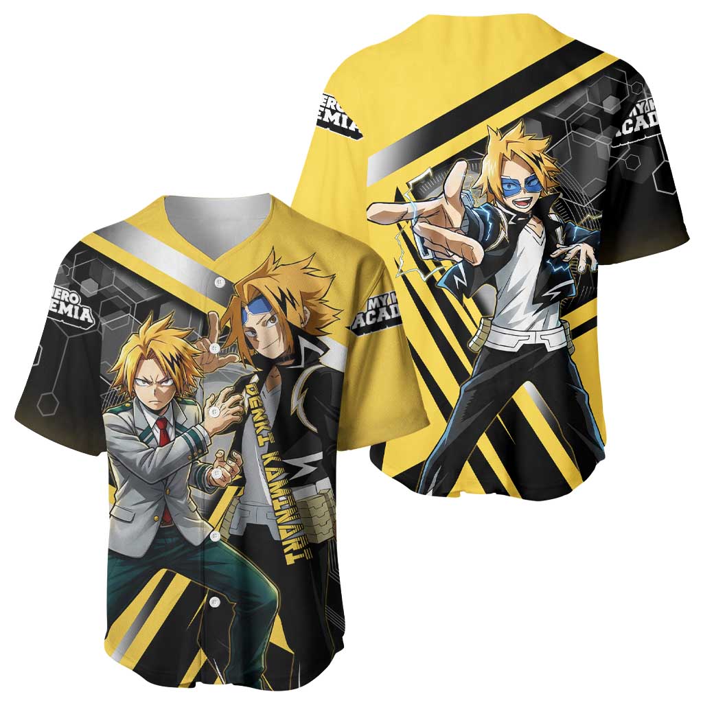 Denki Kaminari Baseball Jersey Bold Anime Action Illustration with Electric Lightning Effects