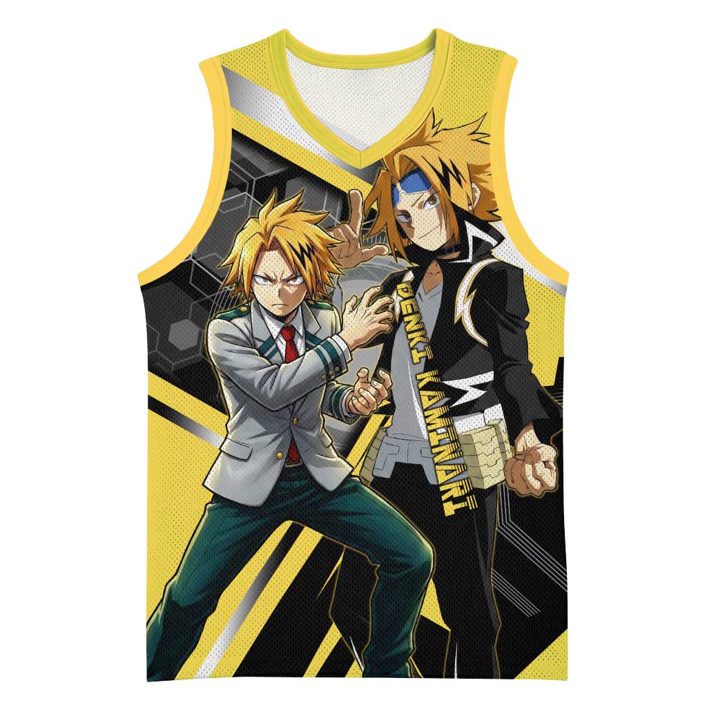 Denki Kaminari Basketball Jersey Bold Anime Action Illustration with Electric Lightning Effects