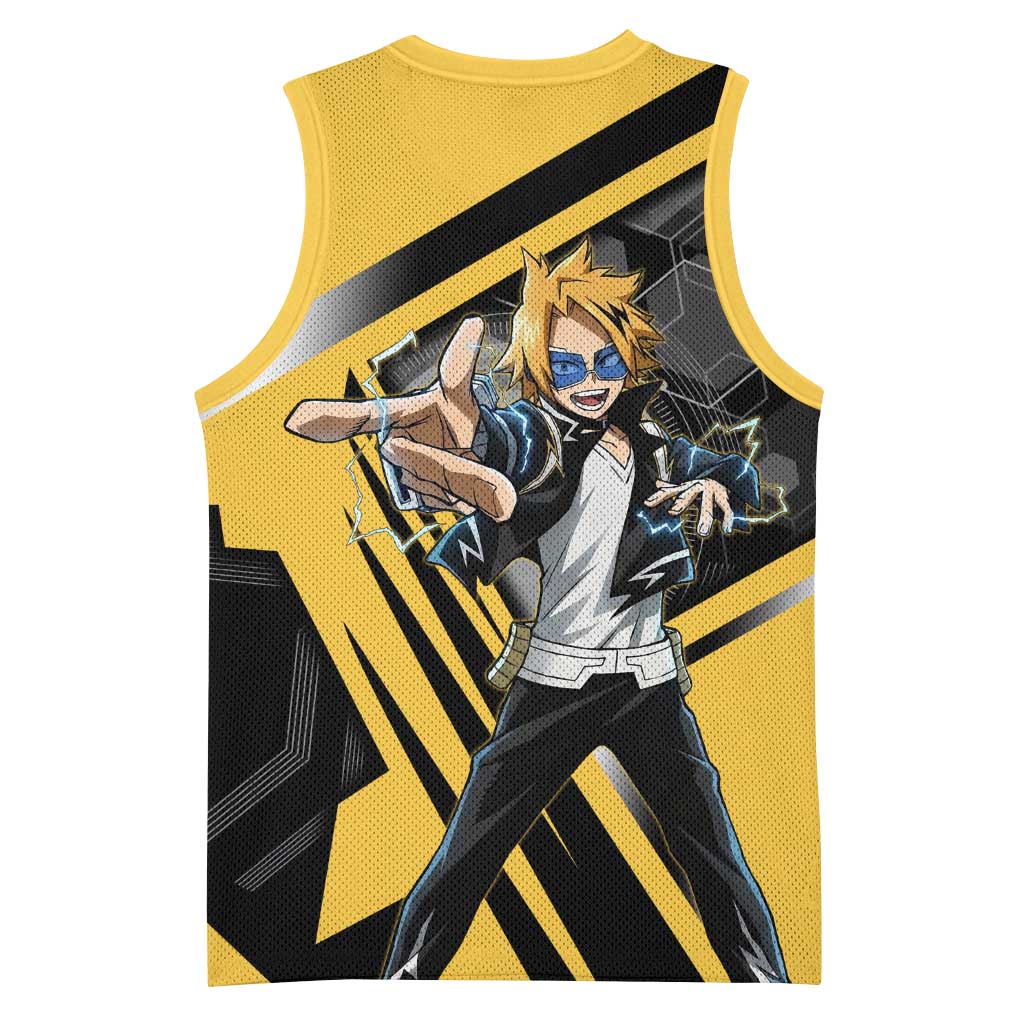 Denki Kaminari Basketball Jersey Bold Anime Action Illustration with Electric Lightning Effects