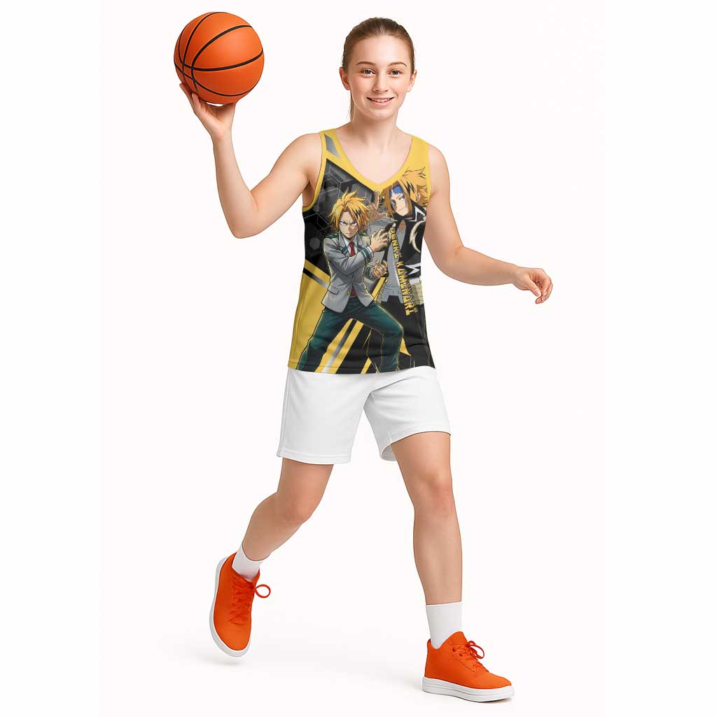 Denki Kaminari Basketball Jersey Bold Anime Action Illustration with Electric Lightning Effects