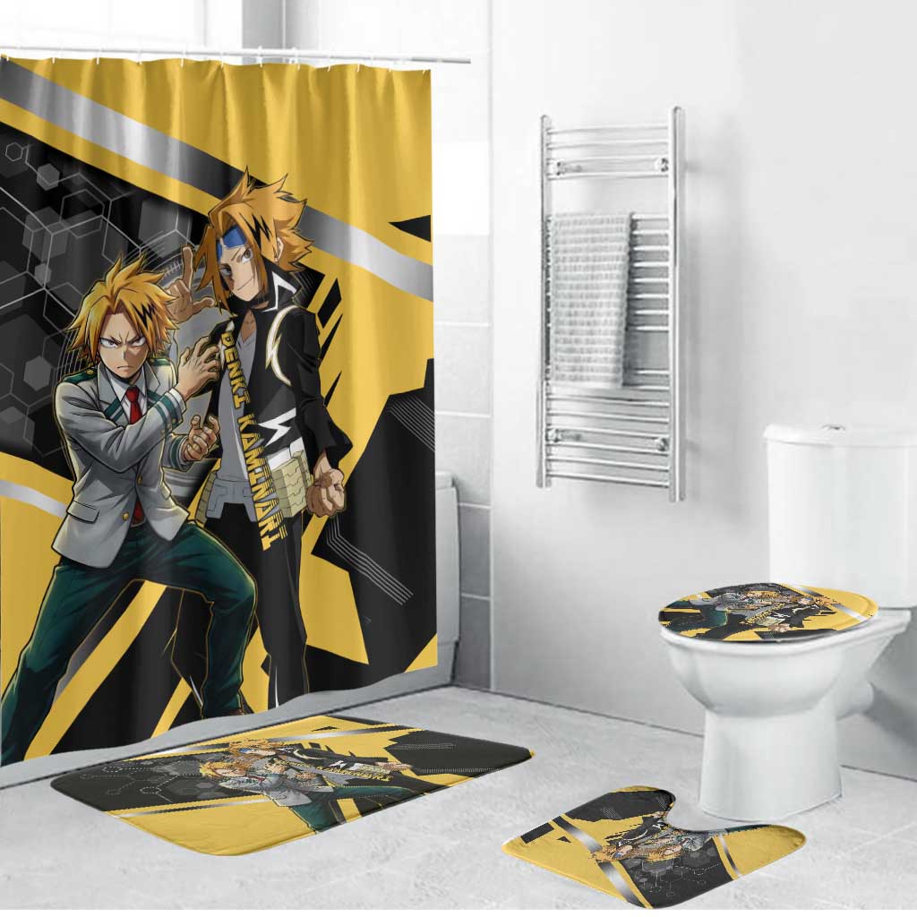 Denki Kaminari Bathroom Set Bold Anime Action Illustration with Electric Lightning Effects